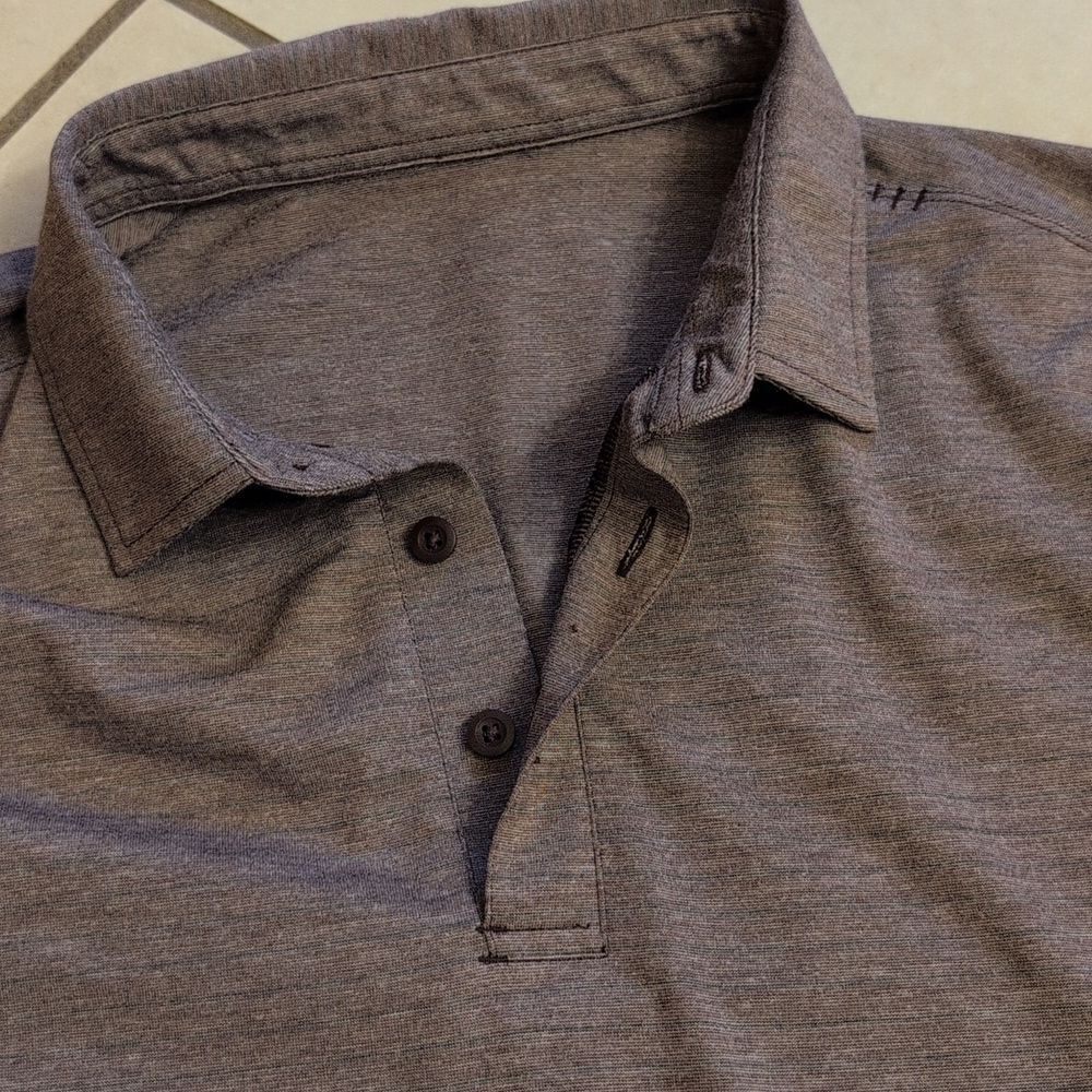 Lululemon Evolution Short Sleeve Polo Shirt Heathered Purple Size M - Picture 5 of 7
